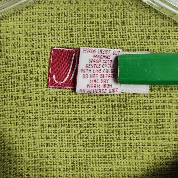 Jennifer Moore Jacket Women's Size 16 Green Linen-Blend 5-Button Round Neck - Picture 8 of 9